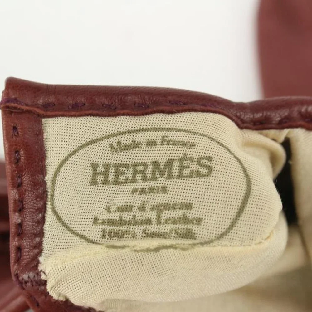 Hermès Size 6 Burgundy Leather Kelly Hommage Glove